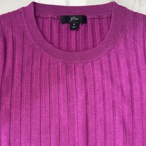 J. Crew Magenta Ribbed 100% Merino Wool Crew neck sweater sz M
